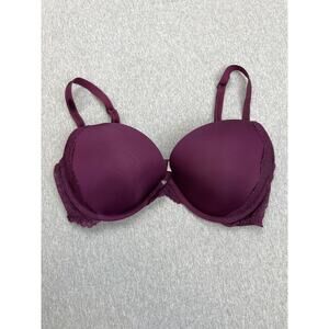 Victoria's Secret Bra Womens 36D Purple Lace Dream Angels Push Up Pigeonnant